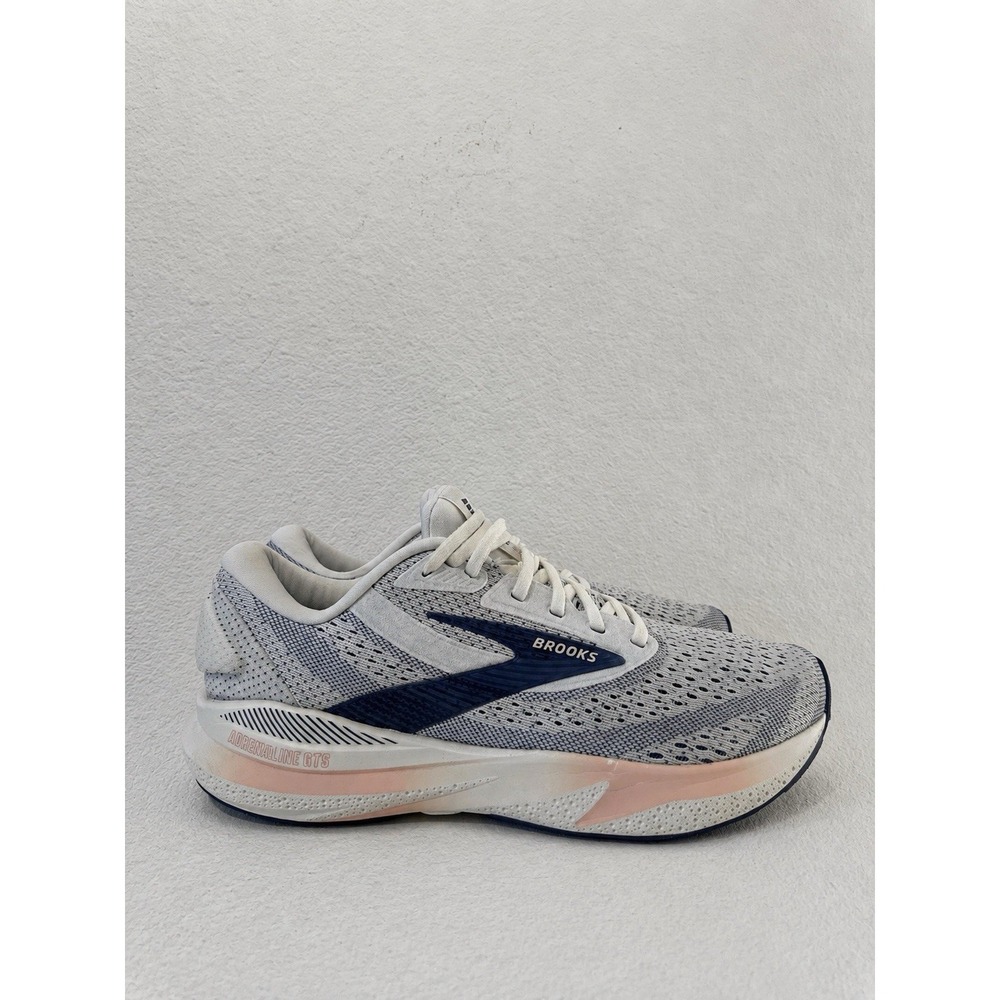 Brooks Women's Adrenaline GTS 24 Grey/Blue Ribbon/Peach Running Shoes Sz 9.5